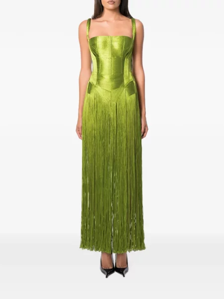 Rochie maxi Norina St cu franjuri verde