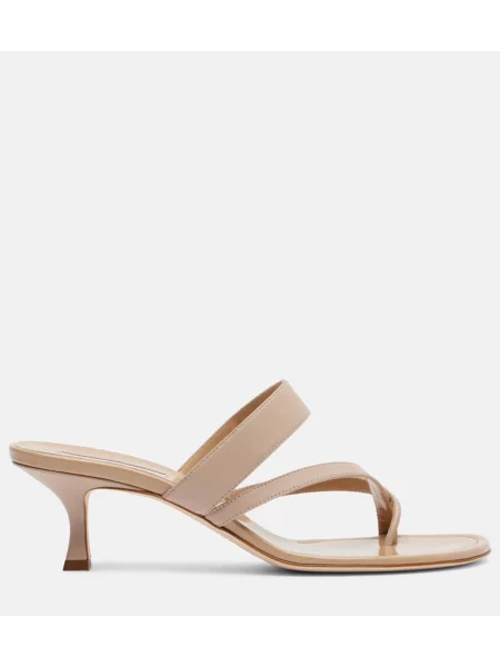 Kožené tangá Manolo Blahnik béžová