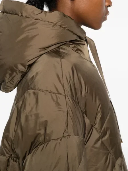 Geacă cu puf Twinset cu glugă verde