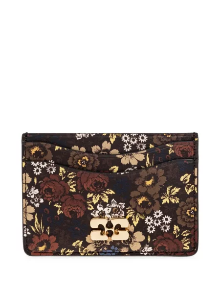 Portofel Ganni cu model floral maro