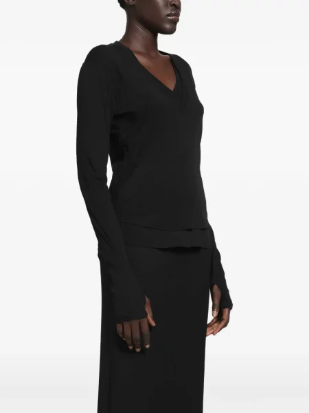 Tricou Thom Krom cu decolteu în V negru