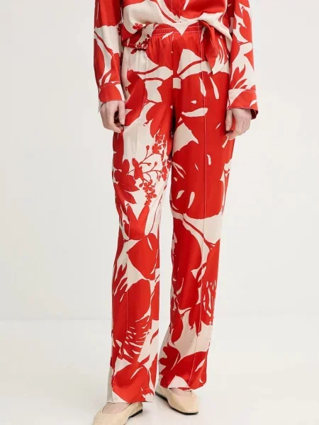 Marc O'Polo pantaloni femei drept high waist portocaliu