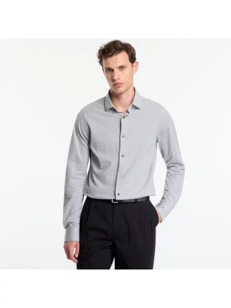 Риза Gant Slim Two-Tone Jersey Pique Shirt Whale Grey L сиво