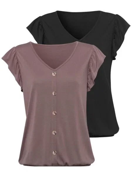 LASCANA Tricou gri taupe negru