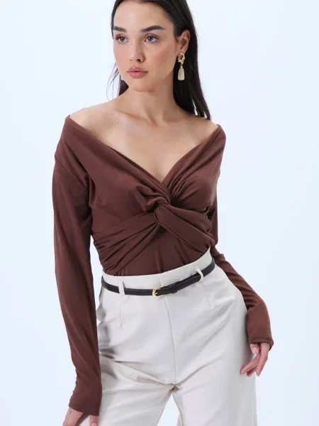 Trend Alaçatı Stili Tricou maro