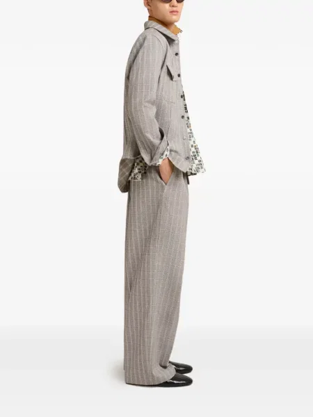 Plisované kalhoty Marni šedé