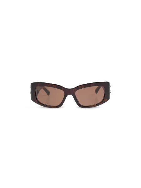 Lniane okulary przeciwsłoneczne Balenciaga brązowe