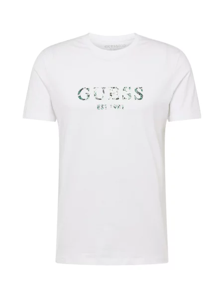 GUESS Tricou gri închis / verde alb