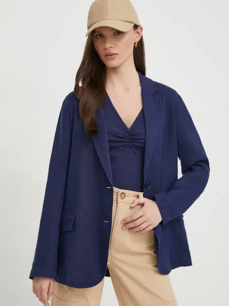 United Colors of Benetton sacou de in albastru marin un singur rand de neted bej