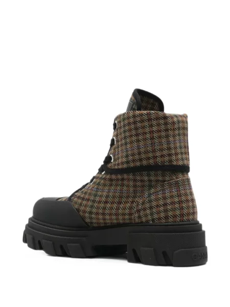 Botine Ganni în carouri maro