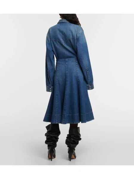 Fustă din denim Khaite până la genunchi albastru