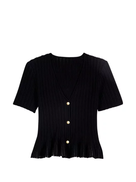 Cardigan Maje tricotate cu volane negru