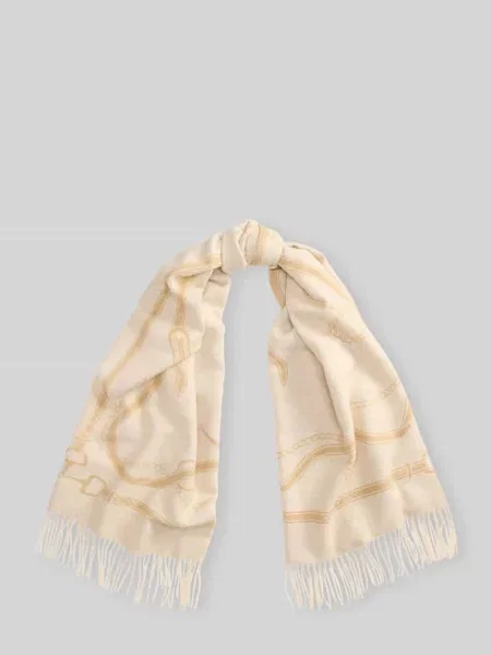 Szal z napisem z logo Lauren Ralph Lauren biała
