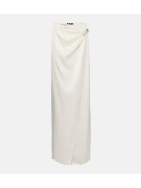 Satynowa spódnica Tom Ford kopertowa biała