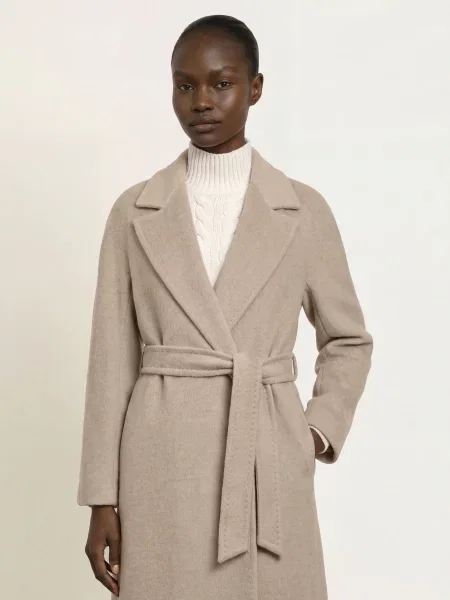 Max Mara Studio Kabát Giorno Z Alpaky béžová