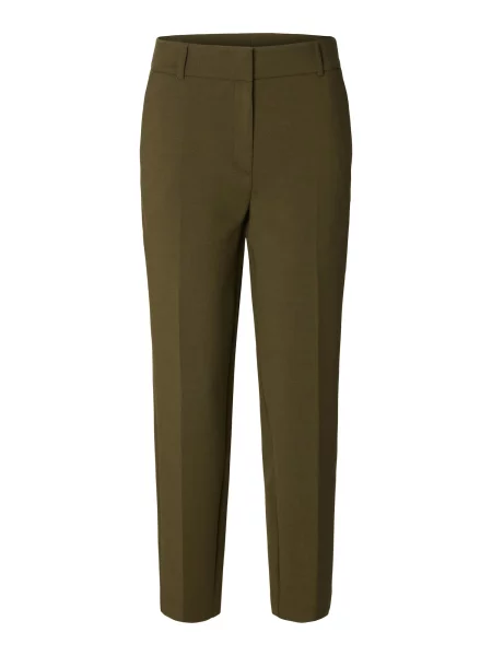 SELECTED Pantaloni cu dungă SLFRITA-RIA' verde