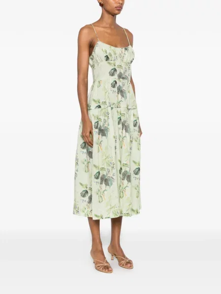 Rochie midi Dôen cu model floral cu imagine verde