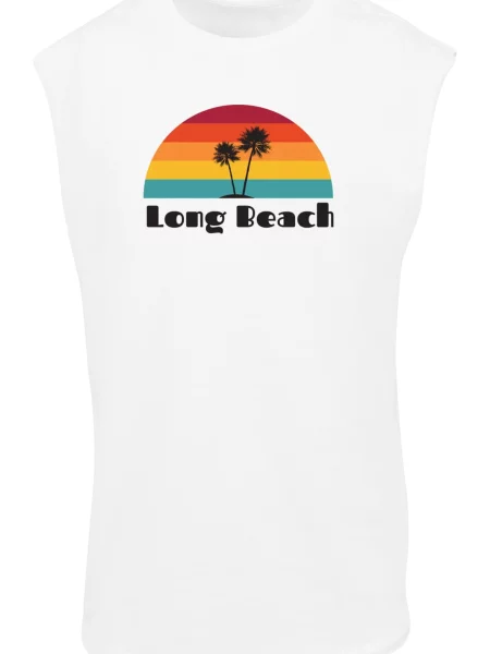 Merchcode Póló Long Beach narancs / piros / fekete fehér