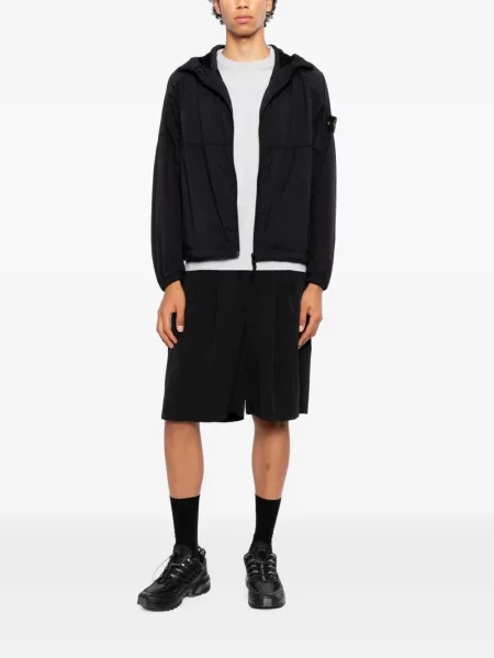 Geacă Stone Island cu glugă cu strasuri negru