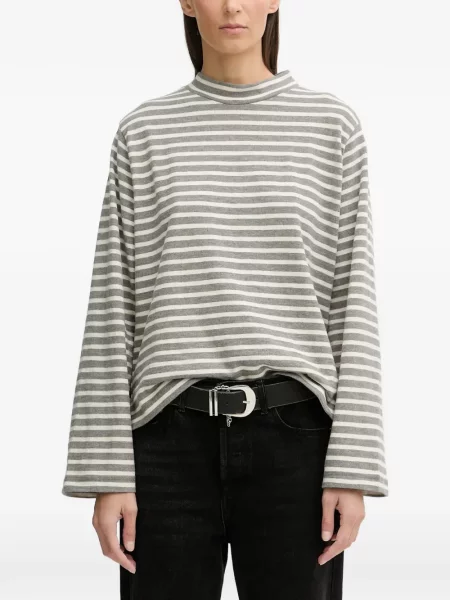 Lung tricou polo Marc O'polo cu dungi gri