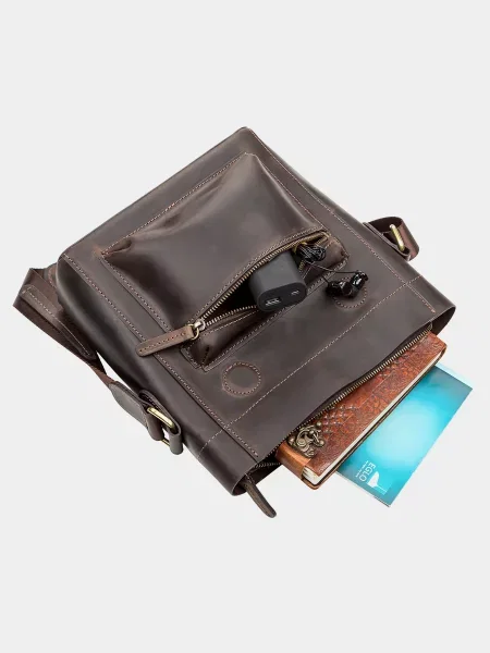 Кожаная сумка через плечо Shvigel коричневая