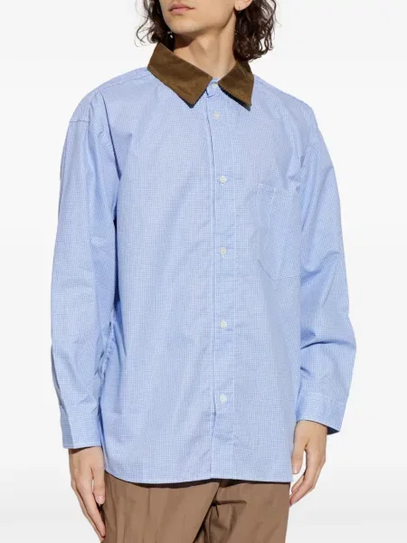Καρό με κολάρο πουκάμισο Comme Des Garçons Homme κοτλέ μπλε