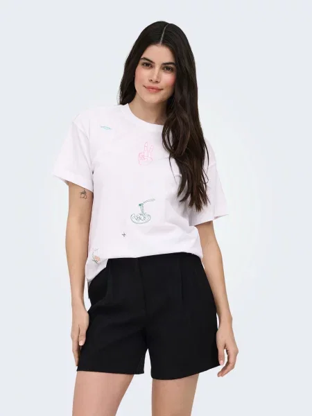 ONLY Majica ONLEMMINA limonino-rumena / zelena / rdeča bela