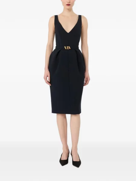 Cu centură rochie Max Mara cu decolteu în V albastru