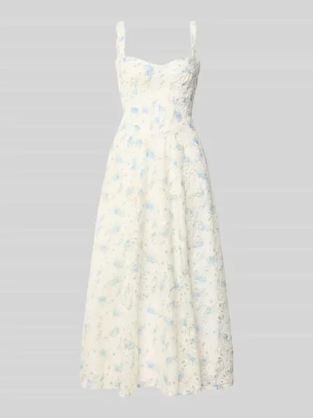 Sukienka koktajlowa z haftem angielskim Bardot