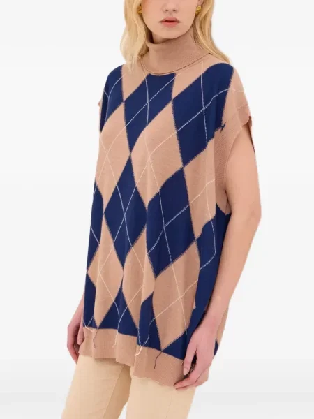 Vestă Ottod’ame fără mâneci cu model argyle