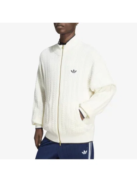 Pulover adidas Firebird Cable Knit Track Top Cloud White XL alb