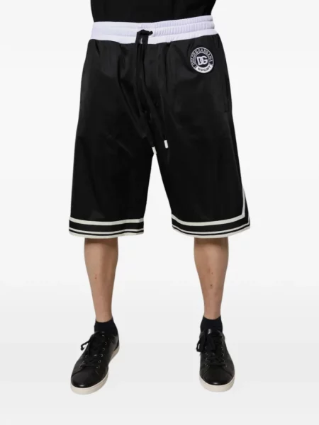 Pantaloni scurți de sport Dolce & Gabbana cu dungi cu autograf negru