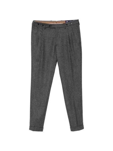 Pantaloni Berwich de lână cu model herringbone gri