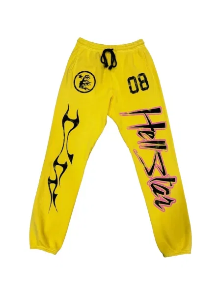 Pantaloni Hellstar cu imagine alergare galben