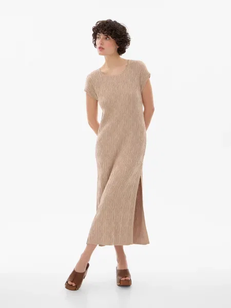 Сукня міді Promin бавовна/акрил бежевий
