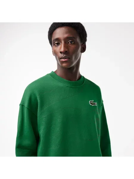 Lacoste Bluza Z Okrągłym Dekoltem Loose Fit zielona