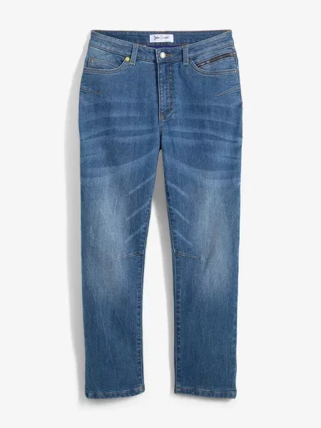 Termiczne jeansy slim fit z flanelową podszewką i zwężanymi nogawkami niebieski