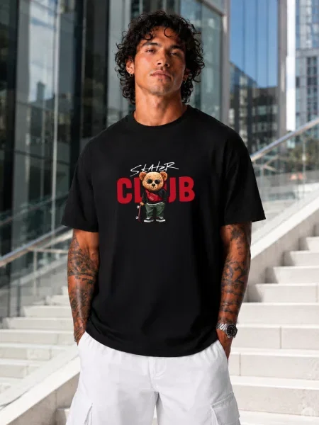 T-shirt oversize z nadrukiem Dstreet czarny