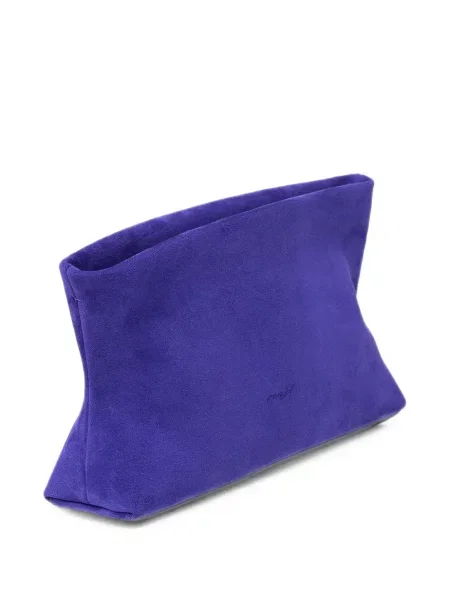 Geantă Marsell din piele de căprioară cu autograf violet