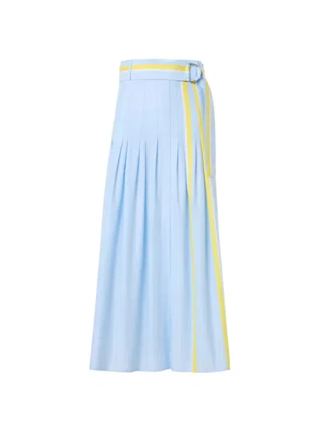 Fusta plisata Akris Punto cu dungi plisată până la genunchi albastru