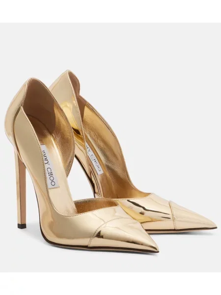 Pantofi cu toc Jimmy Choo din piele auriu