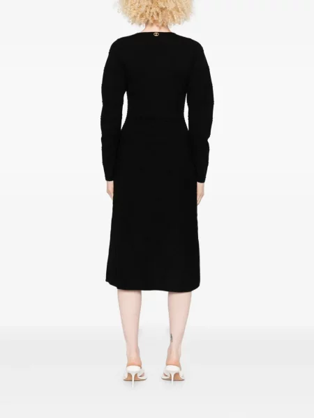 Rochie midi Twinset cu decolteu în V până la genunchi de costum negru