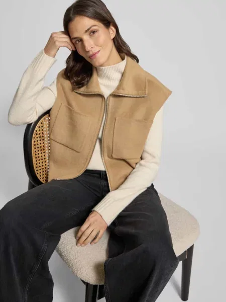 Kamizelka o pudełkowym kroju z mieszanki wełny Marc O'polo beżowa