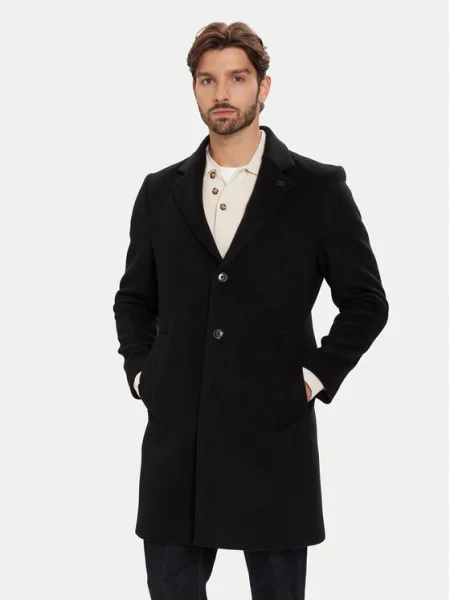 Tommy Hilfiger Gyapjú kabát fekete