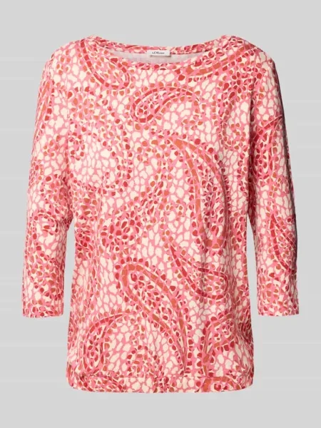 Bluzka o kroju regular fit z i streczu z rękawem o dł. S.oliver Red Label czerwona