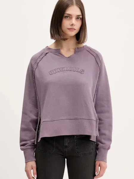 Суитчър Guess Originals с апликация виолетово