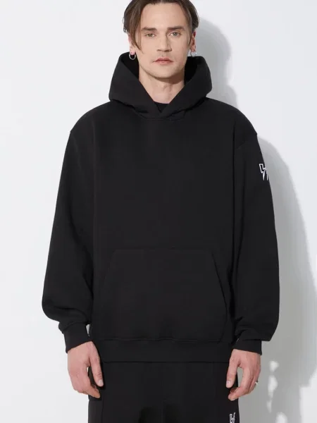 Кофта Neil Barrett Easy Drop Shoulder Double Bolts Hoodie з капюшоном однотонна чорний