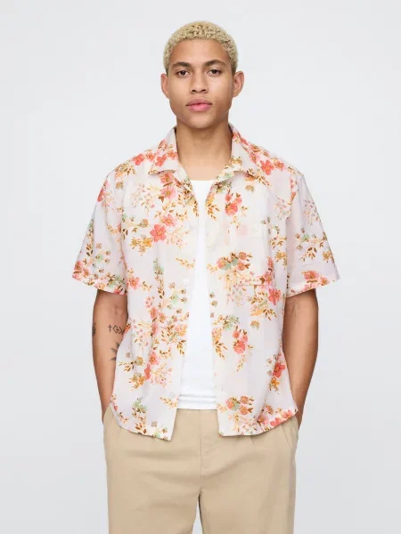 Cămașă Gap de in portocaliu