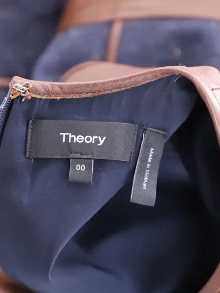 Rochie tip creion Theory din piele de costum albastru