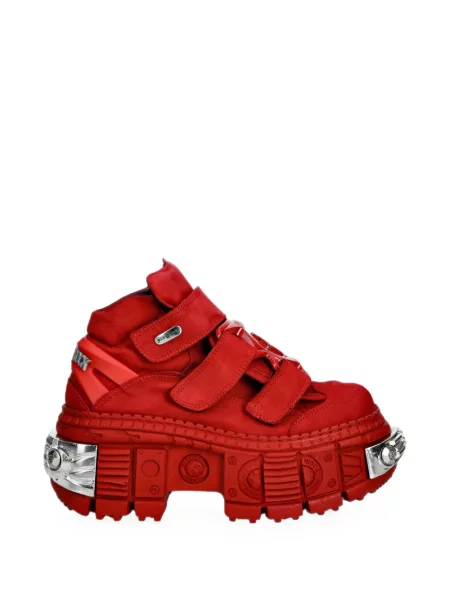 Botine New Rock cu platformă cu bretele roșu